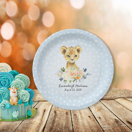 Lion Cub Blue Baby Dusche Party Pappteller