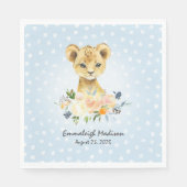Lion Cub Blue Dotted Baby Party Serviette (Vorderseite)