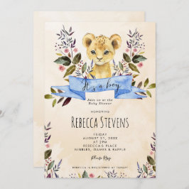 Lion cub Blumenjunge Babydusche Einladung