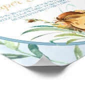 Lion Cub Boy's Baby Shower Diaper Raffle Poster (Ecke)