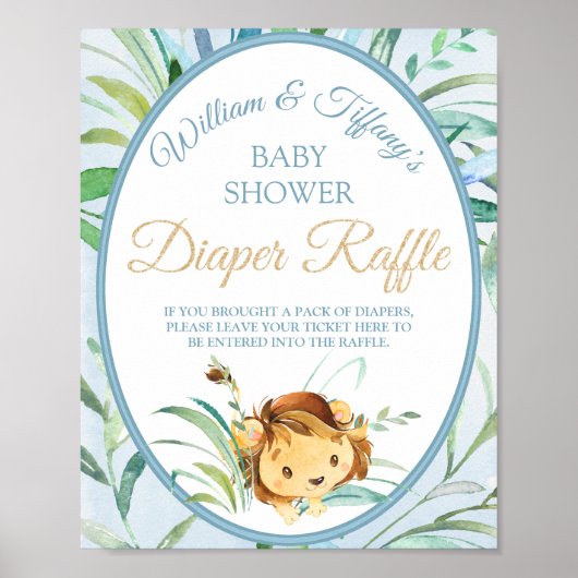 Lion Cub Boy's Baby Shower Diaper Raffle Poster (Vorne)