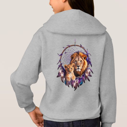 Lion Cub Dream Catcher Kids Pullover Hoodie (Rückseite)