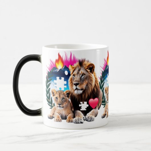 Lion Cub Emotional Elements Color Morphing Mug Verwandlungstasse (Links)