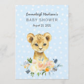 Lion Cub Floral Blue Animal Baby Names Shower Game Programm (Rückseite)