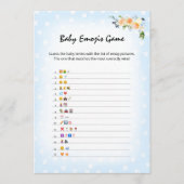 Lion Cub Floral Blue Baby Emoji's Shower Game Programm (Vorderseite)