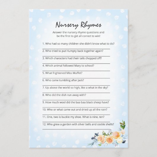 Lion Cub Floral Blue Kinderzimmer Rhymes Duschspie Programm (Vorderseite)