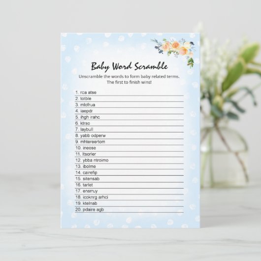 Lion Cub Floral Blue Word Scramble Showspiel Programm (Stehend Vorderseite)