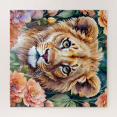 Lion Cub Floral Puzzle (Horizontal)