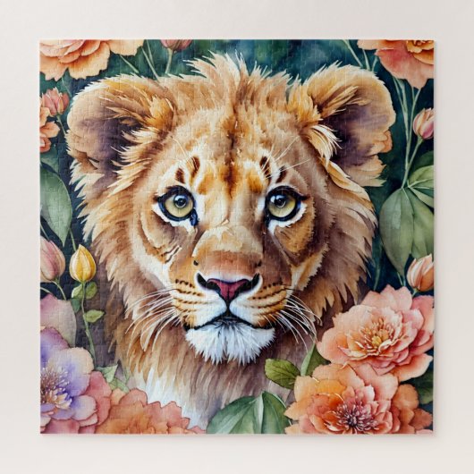 Lion Cub Floral Puzzle (Vertikal)