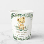 Lion Cub Greenery Boy Gender Neutral Baby Shower  Pappbecher (Vorderseite)