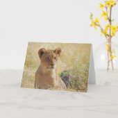 Lion Cub Grußkarte Karte (Gelbe Blume)