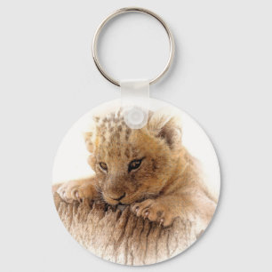 Lion cub nahe niedliche Augen aussehen Schlüsselanhänger
