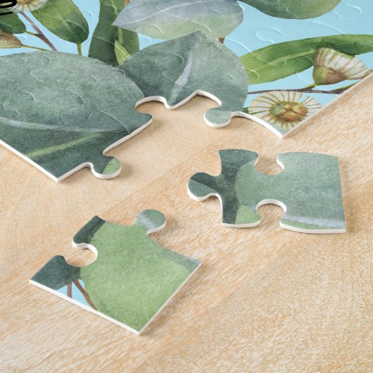 Lion Cub Niedlicher Aquamariner Dschungel Grünwald Puzzle (Seite)