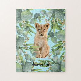 Lion Cub Niedlicher Aquamariner Dschungel Grünwald Puzzle