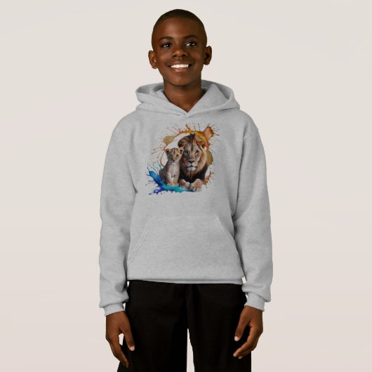 Lion Cub Paint Splatter Pullover Hoodie - Boys (Vorne ganz)