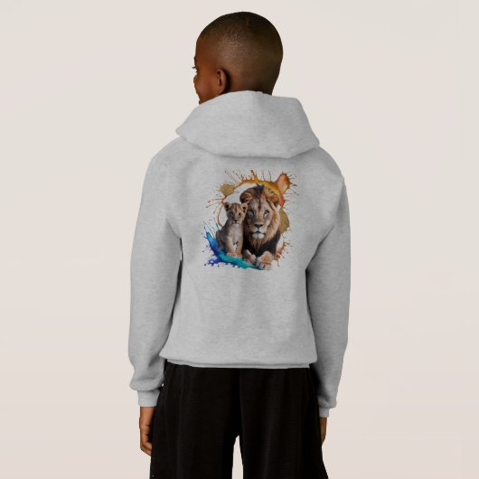 Lion Cub Paint Splatter Pullover Hoodie - Boys (Schwarz voll)