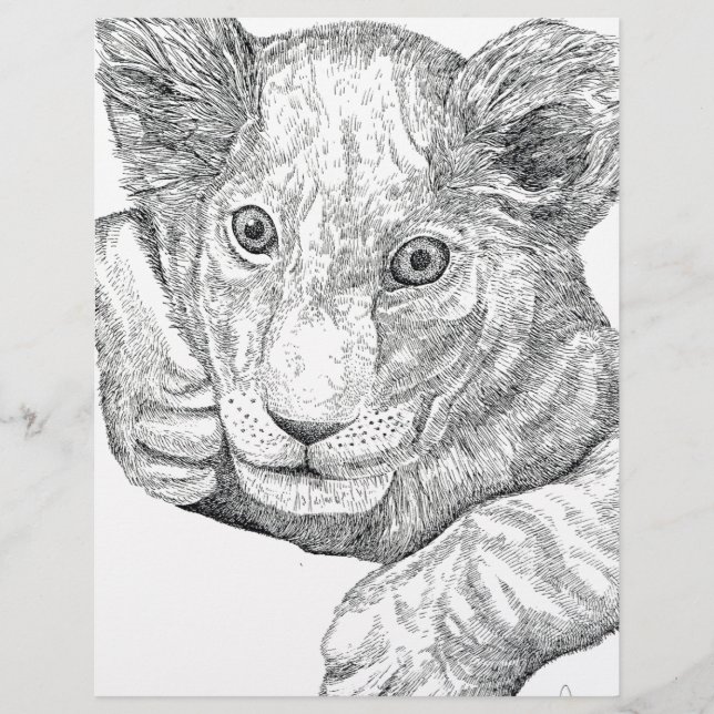 Lion Cub Pen und Tinte (Vorderseite)
