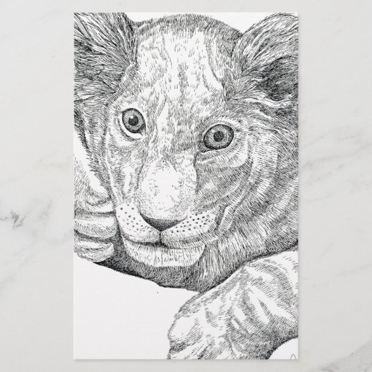 Lion Cub Pen und Tinte Briefpapier (Vorderseite)