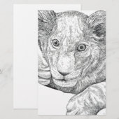 Lion Cub Pen und Tinte Briefpapier (Vorne/Hinten)