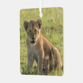 Lion Cub Personalize Name Foto Christmas Ornament Aus Metall (Vorderseite links)