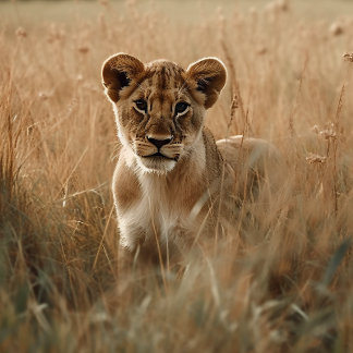 Lion Cub pinkelt durch das Grass Jigsaw Puzzle