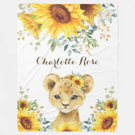 Lion Cub Summer Sunflower Baby Girl Kinderzimmer Fleecedecke