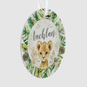 Lion Cub Watercolor Weihnachtsbaum Name Ornament (Vorderseite)