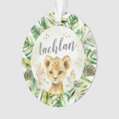 Lion Cub Watercolor Weihnachtsbaum Name Ornament (Vorderseite)