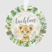 Lion Cub Watercolor Weihnachtsbaum Name Ornament (Vorderseite)