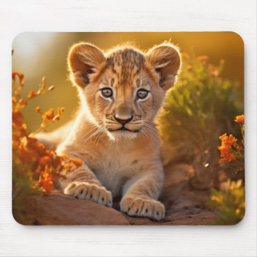 Lion Cub Wild Animal Tranquil Friedlich Mousepad (Vorne)