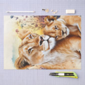 Lion Cub Wildblume Aquarellfarben Seidenpapier (Handwerk)