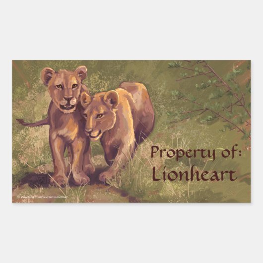 Lion Cubs Art Buchzeichen Stickers (Vorderseite)