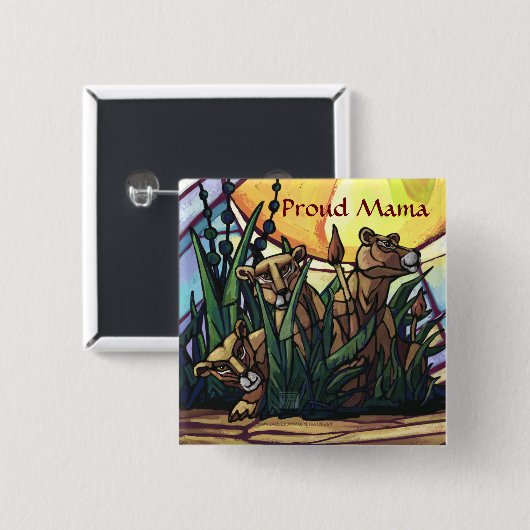 Lion Cubs Art Proud Mama Button (Vorne & Hinten)
