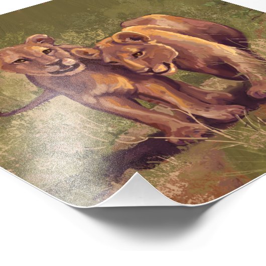 Lion Cubs Fotodruck (Ecke)