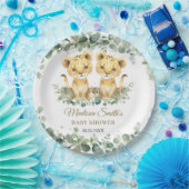 Lion Cubs Greenery Twin Boys Baby Shower Pappteller (Party)