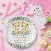 Lion Cubs Greenery Twin Boys Baby Shower Pappteller (Party)