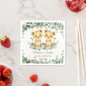 Lion Cubs Greenery Twin Boys Baby Shower  Serviette (Beispiel)