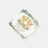 Lion Cubs Greenery Twin Boys Baby Shower  Serviette (Ecke)