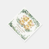 Lion Cubs Jungle Greenery Twin Girls Baby Shower  Serviette (Ecke)