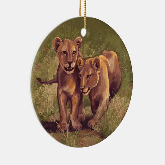 Lion Cubs Keramik Ornament (Rechts)