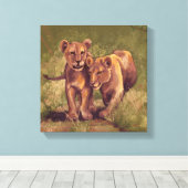 Lion Cubs Leinwanddruck (Insitu (Holzboden))