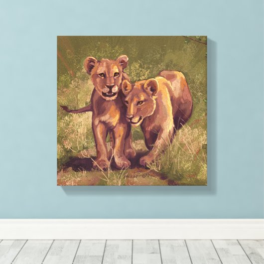 Lion Cubs Leinwanddruck (Insitu (Holzboden))