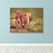 Lion Cubs Leinwanddruck (Insitu (Holzboden))