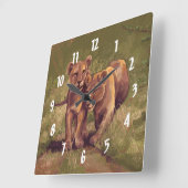 Lion Cubs Quadratische Wanduhr (Winkel)