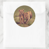 Lion Cubs Runder Aufkleber (Tasche)