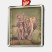Lion Cubs Silbernes Ornament (Links)