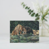 Lion Cuddle Postcard Postkarte (Stehend Vorderseite)