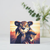 Lion Cute Postkarte (Stehend Vorderseite)