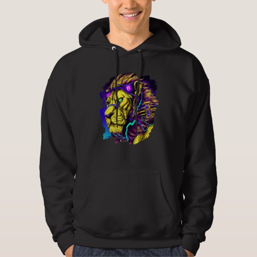 Lion Cyborg Robot Lion Cool Alien Outer Space Arti Hoodie (Vorderseite)