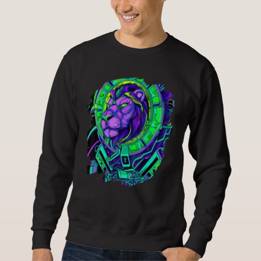 Lion Cyborg Robot Lion Cool Alien Outer Space Arti Sweatshirt (Vorderseite)